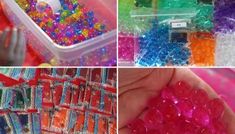 there are many different types of beads in plastic containers