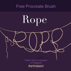 a purple poster with rope hanging from it's side and the text free procreate brush