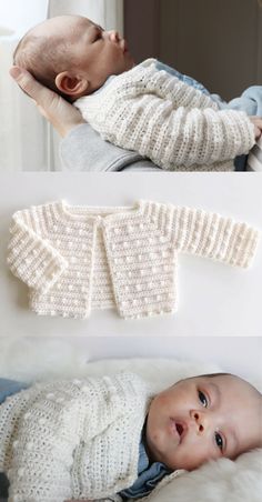 three photos of baby clothes and their mother