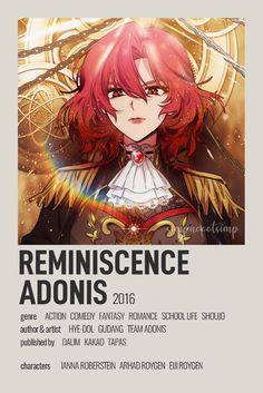 Reminiscence Adonis, Follow Me Instagram, Comic Poster, Animes To Watch, Poster Anime, Anime Printables