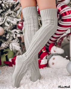 Olivia Mark - 1 Pair of Cable Knit Long Thigh Socks Thigh High Leg Warmers, Cable Knit Leg Warmers, Cable Knit Socks, Thigh Socks, Knit Leg Warmers, Crop Top Dress, Long Sleeve Short Dress, Boot Socks, Long Boots