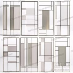 an architectural drawing showing the different sections of a building's windows and doors, all in