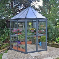 a small greenhouse with plants in it