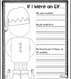 a printable worksheet with an image of a cartoon character and the words if i were an elf