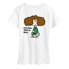 She will love showing off her style with this Women's Peanuts Patty I'm Fine Graphic Tee. FEATURES Short sleeves CrewneckFABRIC & CARE Solid Color: Cotton ; Heather Colors: Cotton/Polyester Machine wash Imported Size: Medium. Color: White. Gender: female. Age Group: adult. Peanut Patties, I'm Fine, How To Show Love, Her Style, Gender Female, Graphic Tee, Peanut, Age Group, Color White