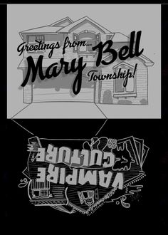 two black and white logos with the words, greetings from mary township