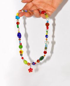 Kidcore Jewelry, Jewels Diy, Gelang Manik-manik, Indie Jewelry, Colorful Necklace, Necklace Ideas