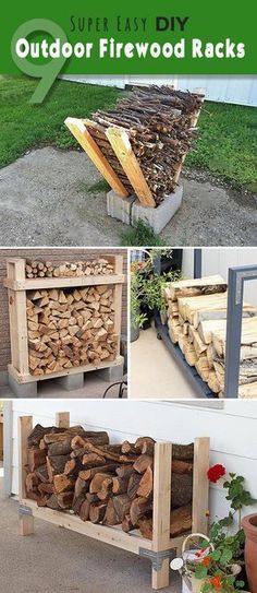 several different types of firewood stacked on top of each other