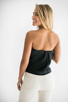 You can never go wrong with a black strapless top. Perfect for layering now and always beautiful on its own our Mila tube top will be a closet staple. We love the strapless look and the flowy fit makes it flattering on everyone! Size Chart Features: strapless side zip closure 100% polyester Black Strapless Top, Closet Staples, Tube Top, A Black, Side Zip, Strapless Top, Layering, Size Chart, Closet