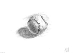 a pencil drawing of a baseball on a white background