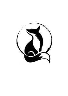 a black and white logo with a fox on it