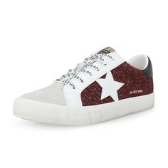 PRICES MAY VARY. Women’s Fashion Sneakers: These fashion sneakers for women boast a trendy design adorned with a distinctive star, adding a touch of style, and flair to your everyday look. These women sneakers are perfect for all seasons, fall, winter, spring, and summer. Our dress sneakers for women complement both dressy and casual outfits. All day comfortable womens sneakers: Casual sneakers for women made with a comfy cushioned insole. The cushioned insole absorbs impact and shock with each Tennis Shoes Womens, Glitter Tennis Shoes, Semi Casual Outfit, Maroon Shoes, Dress Sneakers, Womens Tennis Shoes, Shoes Box, Cute Sneakers, Vintage Havana