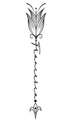 a black and white drawing of a flower with the word love written in cursive writing