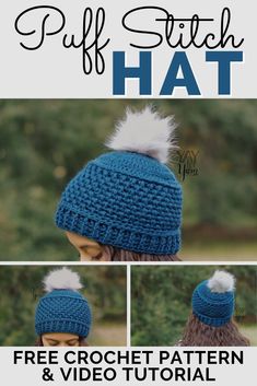 the free crochet pattern for a puff stitch hat