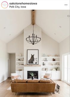 a living room filled with furniture and a fire place