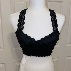 This Is Such A Pretty Bralette In Black Lace With A Back Hourglass Shape. Wear Under Your Racer Back Tanks For A Little Girly Flair. There Is Light Lining In The Cups Making It More Supportive But Still A Cooler Option On Warm Days. See My Closet For Turquoise Option As Well. Measurements Available On Request. Smoke Free Clean Home. Happy Poshing Black Lace Party Bra, Black Lace Bra For Night Out, Black Stretch Bra With Lace Closure, Black Stretch Lace Bra, Goth Clothing, Shape Wear, Hourglass Shape, Black Bralette, Clean Home