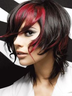 Short red and black hair Hair Color With Red, Short Red Hair, Bella Hair, Salon Services, Paul Mitchell, Red Hair Color, Hair Studio, Dark Brown Hair, Trendy Short Hair Styles