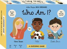 a game box with three cartoon characters on the front and one in the back that says, who am?