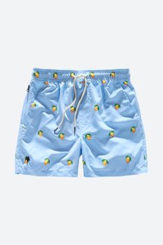 OAS Blue Lemon Swim Trunk MEN'S SWIMWEAR Cool Mens Shorts, Mens Beach Shorts, Mens Swim Shorts, Men Beach, Mens Boardshorts, Blue Fits, Plain Tops, Kids Swimwear, Mens Swim Trunks