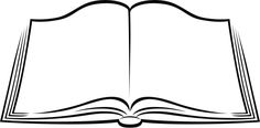 an open book on a white background with black and white lines in the shape of a rectangle