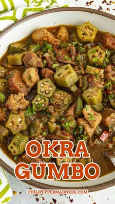 Homemade Okra Gumbo looking extra inviting.