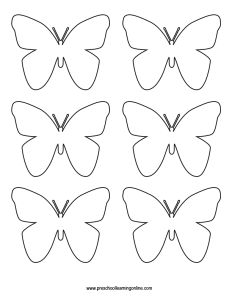 four butterflies that are cut out and ready to be colored