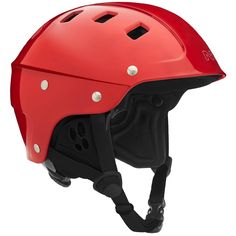 a red helmet is shown on a white background