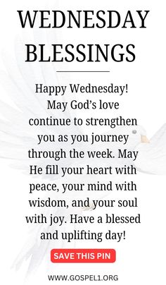 a white dove with the words happy wednesday blessing