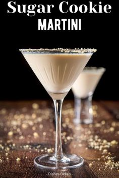 two martini glasses filled with sugar cookie martini