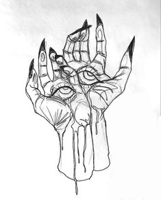 a drawing of a hand that is dripping from it's center with two fingers