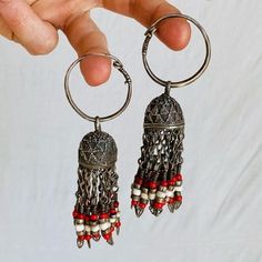 Traditional Dangle Earrings, Traditional Dangle Earrings With Ear Wire, Traditional Festival Earrings With Ear Wire, Traditional Ear Wire Earrings For Festivals, Traditional Metal Dangle Chandelier Earrings, Traditional Festive Earrings With Ear Wire, Traditional Metal Earrings With Dangling Beads, Traditional Silver Chandelier Earrings With Ear Wire, Traditional Handmade Metal Chandelier Earrings