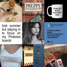 a collage of pictures with coffee, books and other things to read on the table