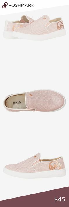 MICHAEL KORS NIB Girls Size 1 Pink Slip On Sneakers “Jem Rachel” Glitter On Sneakers, Slip On Sneakers, Michael Kors, Slip On, Glitter, Shop My, Elastic, Sneakers, Best Deals