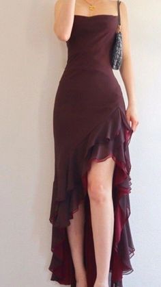 Burgundy Evening Dress, Burgundy Prom, Ruffle Prom Dress, Thrift Inspo, Grad Ideas, Burgundy Prom Dress