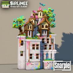 an image of a building made out of legos and papercrafting materials with the text, simple