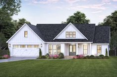 this is an artist's rendering of the farmhouse style house plans that are available for purchase