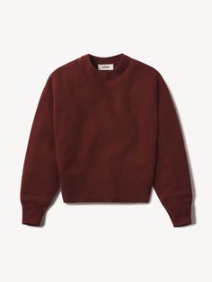 Acajou Idyllwild Cashmere Crew - Buck Mason- Modern American Classics Shrunken Sweater, Buck Mason, Maroon Cardigan, Holiday Sweaters, Italian Dress, Usa Tee, Sweater Making, Outerwear Sweater, Crewneck Sweater