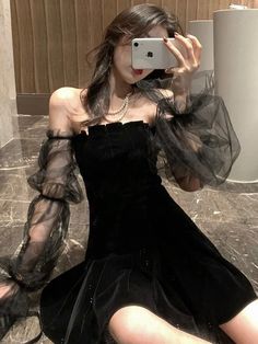 Black Off Shoulder Mini Dress