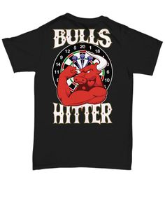 Darts Bulls Hitter Shirt Printing is on the Back to be seen when at the board! Brand: JERZEES Style: HiDENSIT™ TShirt WithTearAway™ Label Garment Details... - 5 oz., preshrunk 100% cotton that feels great! - Seamless body with set-in sleeves - Double-needle stitched sleeves, bottom hem and front neck - 1x1 rib seamless collar - Shoulder to shoulder taping - TearAway™ label for max comfort - Printed, Made, And Shipped From The USA. - Double-needle stitched. Short Sleeve Tops For Fan Apparel, Short Sleeve Tops For Fan Gatherings, Black Short Sleeve Tops For Fan Gatherings, Short Sleeve Tops With Sublimation Print For Fan Events, Sports Fan Short Sleeve Shirt For Fan Merchandise, Sports Fan Merchandise Short Sleeve Shirt, Black Shirt For Sports Events, Sports Fan Shirt With Graphic Print For Sports Events, Sports Fan Shirt With Sublimation Print