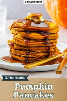 These Pumpkin Pancakes are tender, moist, and perfectly spiced for fall! Drizzle them with maple syrup for a cozy breakfast the whole family will love. Pop over to our site for the recipe! Pumpkin Pancakes Recipe, Classic Pancake Recipe, Fluffy Pumpkin Pancakes, Pumpkin Pancakes Easy, Pumpkin Pancake Recipe, Pancake Toppings, Pumpkin French Toast