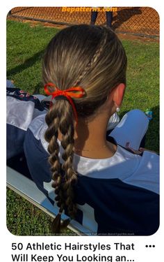 Cute Hair For Baseball Game, Cute Race Day Hair, Hairstyles For A Pool Party, Hair Styles For Cheerleaders, Volley Hairstyles, Hairstyles For Camping, Races Hair, Competition Hairstyles, Meet Hairstyles