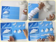 there are four pictures showing how to make clouds