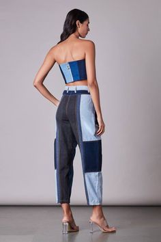 Denim blue tube bustier-crop top with all-over patchwork.
Component: 1
Embroidered
Neckline: Sweetheart
Fabric: Denim
Color: Blue
Tube crop top
Note: Pant worn by the model is not for sale - Aza Fashions Denim Bustier, Crop Top For Women, Denim Embroidery, Crop Tops Online, Bandeau Crop Top, Patchwork Denim, Denim Color, Embroidered Neckline, Denim Patchwork