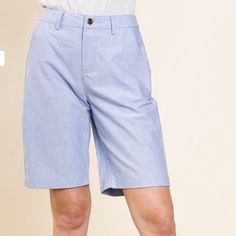 Comfortable Bermuda Shorts With 2 Front Pockets, Button Waist With Zipper Closure, Belt Loops Complete Cotton Blend Machine Wash Imported Summer Cotton Button-up Pants, Spring Cotton Button-up Shorts, Casual Relaxed Fit Shorts With Buttons, Spring Button-up Cotton Shorts, Spring Cotton Button-up Bottoms, Casual Blue Button-up Shorts, Cotton Button-up Bottoms For Day Out, Blue Button-up Bottoms With Pockets, Blue Cotton Button-up Shorts