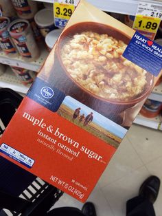 a box of maple and brown sugar instant oatmeal in a grocery store