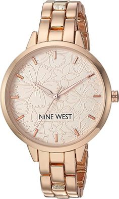 Amazon.com: Nine West Women's NW/2226RGRG Rose Gold-Tone Bracelet Watch : Clothing, Shoes & Jewelry Metal Watch, Modern Bracelets, Embossed Metal, Bangle Watches, Watch Dial, Light Rose, Jewelry Clasps