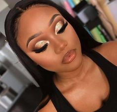 Black Bridal Makeup, Maquillage Yeux Cut Crease, Gold Makeup Looks, Prom Eye Makeup, Prom Makeup Looks, Warrior 2