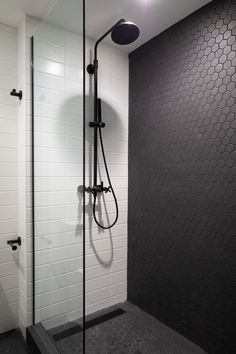 the shower is black and white in color