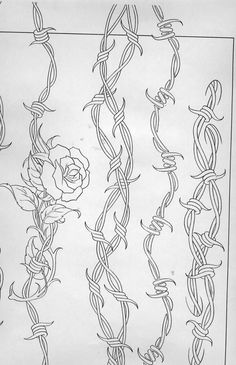 an image of some lines that are drawn in the shape of flowers and vines on paper