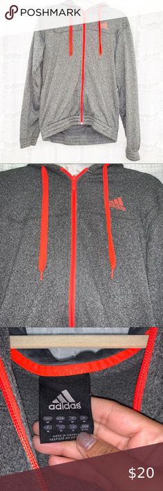 Adidas gray full zip hoodie neon accents M Adidas Size medium Good used condition Minor signs of wash wear Heathered gray color Fun neon coral color accents Full zip adidas Sweaters Light Pink Hoodie, Adidas Cropped Hoodie, Running Hoodie, Adidas Floral, Adidas Pullover, Adidas Classic, Adidas Sweater, Color Accents, Adidas Crop